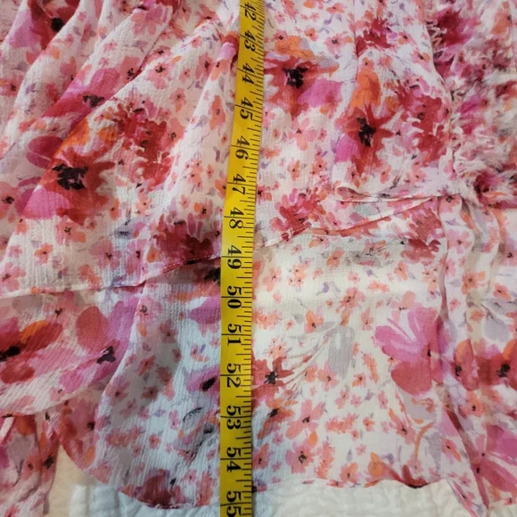 MISA Los Angeles Aurelie Ruffled Pink Floral Midi Dress Size Large - Picture 14 of 14